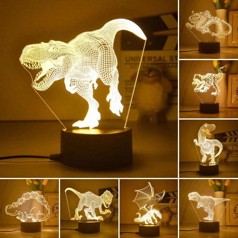 Lâmpada Solar De Decoração De Dinossauro 3d Acrílico